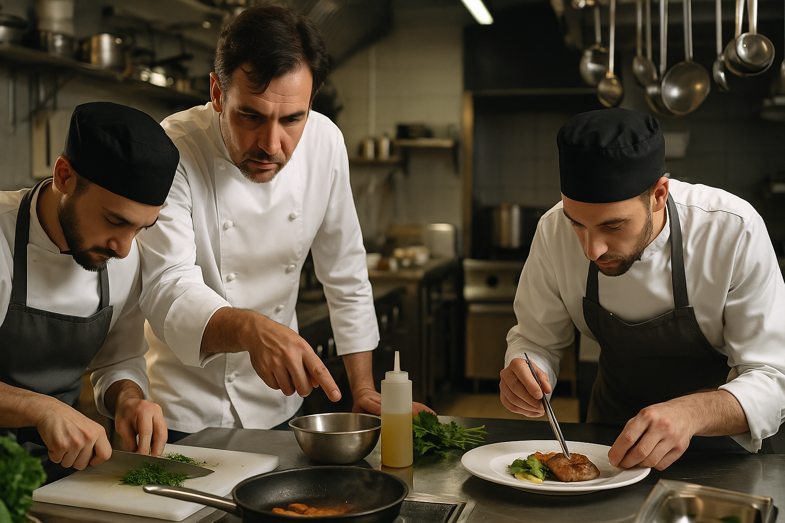chef y cocinero en restaurante 