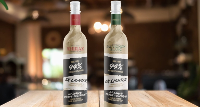 botella de vino de papel