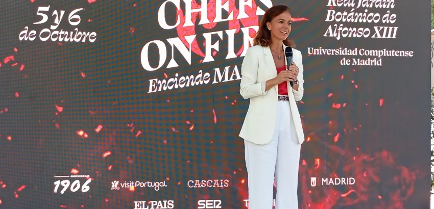 Foto: Almudena Maíllo, concejala de Turismo de Madrid, durante la presentación de CHEFS ON FIRE.