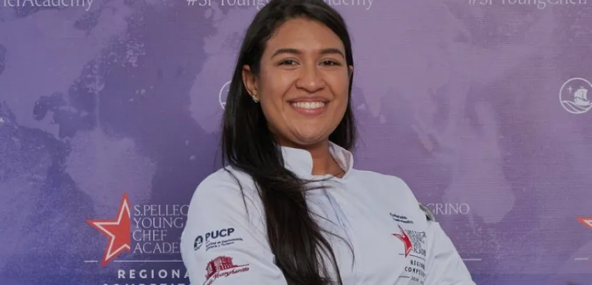 Gabriela Sarmiento con el premio S.Pellegrino Young Chef Academy de Latinoamérica