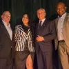 En la foto: Kenia Borges, cantinera ganadora del campeonato mundial junto a Jose Carlos De Santiago, Presidente del Grupo Excelencias; Eddis Naranjos, presidente de la Asociación de Cantineros de Cuba (ACC) y Rafa Malén, Presidente Honorario y Asesor de la ACC